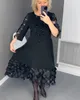 Casual Dresses Black Long Sleeve Loose Midi Dress Women African Vintage Elegant 2XL 3XL Clothes 2024 Fashion 01