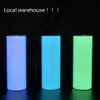 Entrepôt local Sublimation Straight Tumbler 20oz Glow in the dark Blank Skinny Tumblers avec peinture lumineuse Isolation sous vide Heat264r