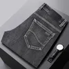 Jeans Mens 2024 Spring/Autumn Fashion Casiker Classic Smoke Grey Cotton Elastic Stor storlek Raka benkläder