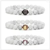 Strand 10sts Copper Baseball White Howlite Stone Beads Armband Buddha Sport Energy Reki Yoga Jewelry265p