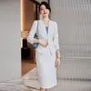 Suits Naviu High End White Formal Suit Women New Fashion Slim Business Woollen Blazer and Skirt Sets Office Ladies Work Wear Black