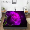 3D простыня на заказ с эластичной простыней Queen King Rose Flower наматрасник 200 150 160 180x200 простыня Прямая поставка 201113296Y