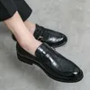 Zapatos Casuales Mocasines con Patrón de Cocodrilo de Charol de Lujo para Hombres Boda Punta Puntiaguda Talla Grande 48