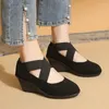 Dress Shoes Ladies On Sale 2024 High Quality Autumn Women's Pumps Round Toe Solid Flock Heels Comfortable Daily Casual