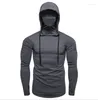 Men's T Shirts Hooded Long Sleeve T-shirt: Stylish Athletic Fitness Top For An European-American Look