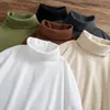 Outono Mens Turtleneck Camisetas Manga Longa Cor Sólida Dralon Masculino Casual Tops Roupas Moda Camisetas Homens Camisa de Assentamento 240304