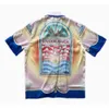 24ss Casablanca Chemises décontractées pour hommes Raquette de tennis de table Chemise en soie imprimée à manches courtes Chemise de plage en noix de coco couleur rêve hawaïen casablanc