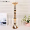 Gold White Silver Candle Flower Rack Road Lead Wedding Decor Holders MetalCandlestick Stand Vase Table Centerpiece Event 230308