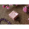 Jewelry Pouches 5pcs Square Small Gift Box With Bowknot Decor For Ring Earrings Jewellery (Pink)