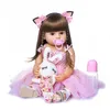 55cm NPK bebe doll reborn toddler girl pink princess baty toy very soft full body silicone girl doll 240226