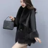 شتاء جديد 2023 Haining Mid Length Fox Hair Edition Pu Leather Coated Fur Coat for Women 7424