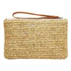 Purces Mini Straw Hand Coin Woven Purse Bag Weaving Clutch Bagsカジュアルサマービーチ携帯電話キーポケットポーチパック