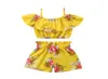 Vestiti per neonate per bambini Cinghie con volant floreali gialli Top Gilet Pantaloncini Pantaloni Abiti estivi Set di abbigliamento da spiaggia9855022