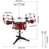 Kids Drum Set Musical Toy Drum Kit for Toddlers Jazz Drum Set with Stool 2 Drum Sticks Cymbal and 5 Drums Musical Instruments 240226