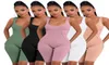 Zomer Dames Rib Sexy Jumpsuits Yoga Bodycon bodysuits Shorts Effen rompertjes Mouwloos Skinny Playsuits Casual Sequre Neck Overall3256709