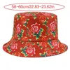 Basker dubbelsidig blommig hink hatt andas fiskare rostryck cloche vintage mönster