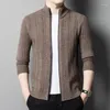 Men's Sweaters Men Half Worsted Wool Coat 2024 Autumn Winter Knitted Pure Thicken Man Zippers Collar Cardigan