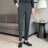 Pants Men Stripe Suit Pants 2023 Autumn New British Style Colorwoven Textured Trousers Slim Fit Dress Pants Solid Casual Men Clothing