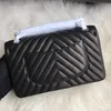 Mode Umhängetaschen Designer Satteltasche klassische Flap Bag 25 cm Rindsleder Kaviar Kette Tasche Geldbörsen Designer Frau Handtasche hochwertige schwarze Dame Tasche Geschenkbox Verpackung