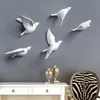 Wall Decor 3d Sticker Resin Birds Figurines Creative Living Room Animal Murals Background Decorative Home Ornaments 230308