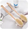 Badrumskroppborstar Lång handtag Bad Natural Borstles Borstar Exfolierande massager med trähandtag Dry Borsting Shower Tool8571918