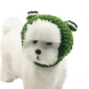 Vêtements de chien tricoté à la main chapeau d'animal de compagnie 3D décor d'oeil de grenouille mignon couvre-chef de chat pour l'automne hiver petits animaux de compagnie de laine de dessin animé