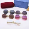 Luxus-Designer-Sonnenbrille mit rahmenlosem Goldrahmen und Metallrahmen für Damen und Herren, Polygon, Anti-Blu-ray-Verfärbung, klare optische Gläser aus Metall, Strandschattierungsbrille