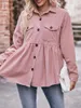 Women's Blouses Womens Corduroy Shirt Casual Long Sleeve Button Down Blouse Tops With Pockets Vintage Oversized Outwear Y2K Streetwear