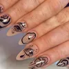 False Nails 24Pcs Almond Round Wavy Wearable Stiletto French Ballerina Fake Finished Full Cover Nail Tips Press On