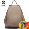 Zency Women Stylish Classic Backpack Genuine Leather Girls Knapsack Satchel Purse Roomy with Pockets Fit A4 Ipad 97 Rucksack 240307