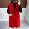 Gilet da donna Cappotto lavorato a maglia autunno e inverno sudcoreano Cardigan di media lunghezza Top maglione allentato senza maniche casual X194