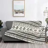 Coperte Bohemian Azteco Nero su Crema Motivi misti Coperta in flanella Decorazione Super calda per divano letto Peluche sottile Trapunta294E