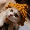 Dog Apparel Soft Comfortable Pet Hat Funny Handmade Buddha Cat Headgear For Cosplay Po Props Imitation Yarn Dress Up Costume