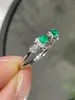 Anéis de cluster SX2024 Anel de esmeralda puro 18k jóias de ouro natureza verde 0.3ct pedras preciosas diamante feminino para mulheres finas