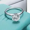 Bagues de cluster Lesf 2 Moissanite Diamond Ring 925 Silver Engagement Classic Round Cadeau de mariage pour femmes 273T