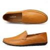 Scarpe casual in pelle da uomo mocassini slip-on taglia grande guida cucito scarpa maschile tinta unita traspirante Chaussure Hommes