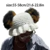 Berets Teens Bucket Hat Crochet Fisherman With Side Braids Hole Camping Travel Dropship