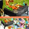 Folding Portable Barbecue Charcoal Grill Stainless Steel Small Mini BBQ Tool Kits for Outdoor Cooking Camping Picnics Beach 230308