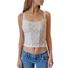 Kvinnors T -skjortor Kvinnor Lace Spaghetti Strap Tank Top Y2K Se genom Crop Camisole Sexig Sheer Cami som går ut Streetwear