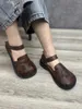 Sandálias Birkuir Original Tecido Grande Cabeça Fechada Toe Mulheres Genuíno Couro Soft Sole 2024 Hollow Out Flats Senhoras Sapatos Presente