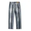 Jeans pour hommes 2024 printemps et automne jambe droite jeunesse taille moyenne rétro tendance pantalons décontractés amples