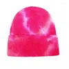 Casquettes de cyclisme tricotées Tie Dye Bonnets chapeaux plaine manchette bonnet tricot Ski décontracté crâne chaud couleur unie hiver blanc chapeaux Bonnets