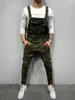 Mäns jeans senaste solid färg bomullsbibben Slim Fit Casual Jumpsuits Smart Male's Suspender Pants