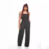 Vrouwen sexy off-shoulder jumpsuits bandeau strapless wijde pijpen lange broek losse tube top romper met zakken