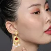 Luxus Dubai Schmuck Vintage Perle Quaste Ohrringe Party Frauen Runde Geo Statement Anhänger Zubehör Brinco 240306