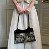 Borse da sera Xiuya Borsa a tracolla moda stile cinese Stampa farfalla Perle nere Borsa vintage Elegante designer di lusso sotto le ascelle