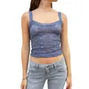 Kvinnors T -skjortor Kvinnor Lace Spaghetti Strap Tank Top Y2K Se genom Crop Camisole Sexig Sheer Cami som går ut Streetwear