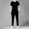 Męskie dresy ubiórki Spodnie spodnie Zestawy Bluza Top Black Sports Suits Graphic T Shirt Man Smooth Tracksuit Luksusowa nowość w XL