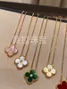 V Necklace High Version Fanjia Four Leaf Grass Necklace Single Flower Natural Fritillaria Agate Pendant Classic Double Sided Lucky Grass Collar Chain