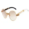 2019 Neue Retro-Mode-Sonnenbrille mit runden Diamanten, 7550178, natürliches, gemischtes Horn, Luxus-Luxus-Sonnenbrille, Brillengröße 55, 57-22-135 mm, 259R
